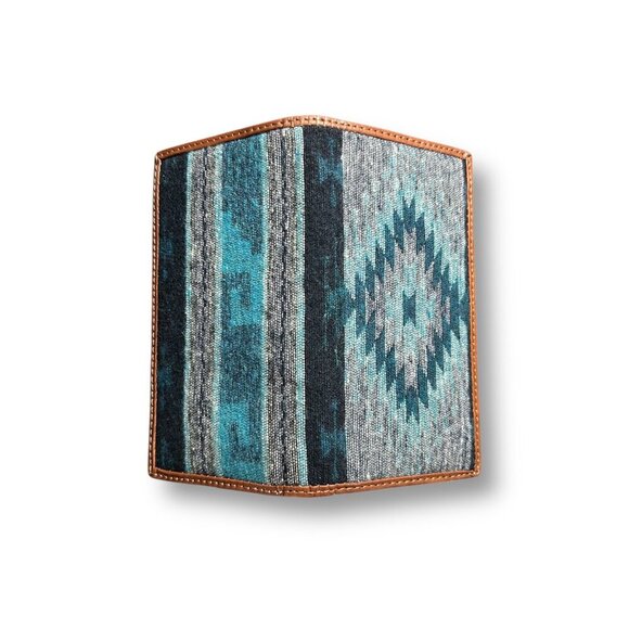 Tony Lama Rodeo Wallet Genuine Leather Blue Aztec RFID Checkbook Western NIB - Picture 4 of 7